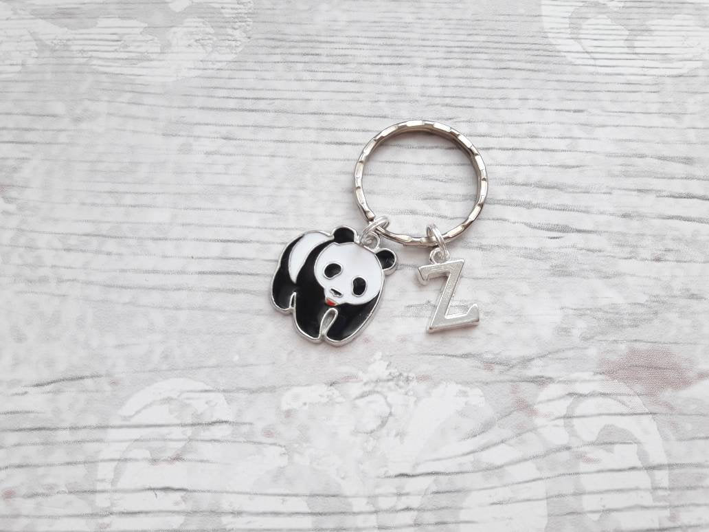 panda keyring, animal keychain, personalised bag charm, initial keyring, panda lover, mothers day gift, birthday present, gifts for mum