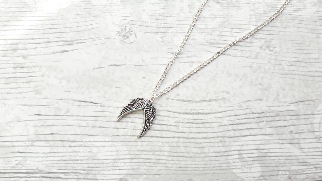 Angel wing necklace, memorial jewellery, fairy wings present, miscarriage jewelry, remembrance feather necklace, family loss jewellery