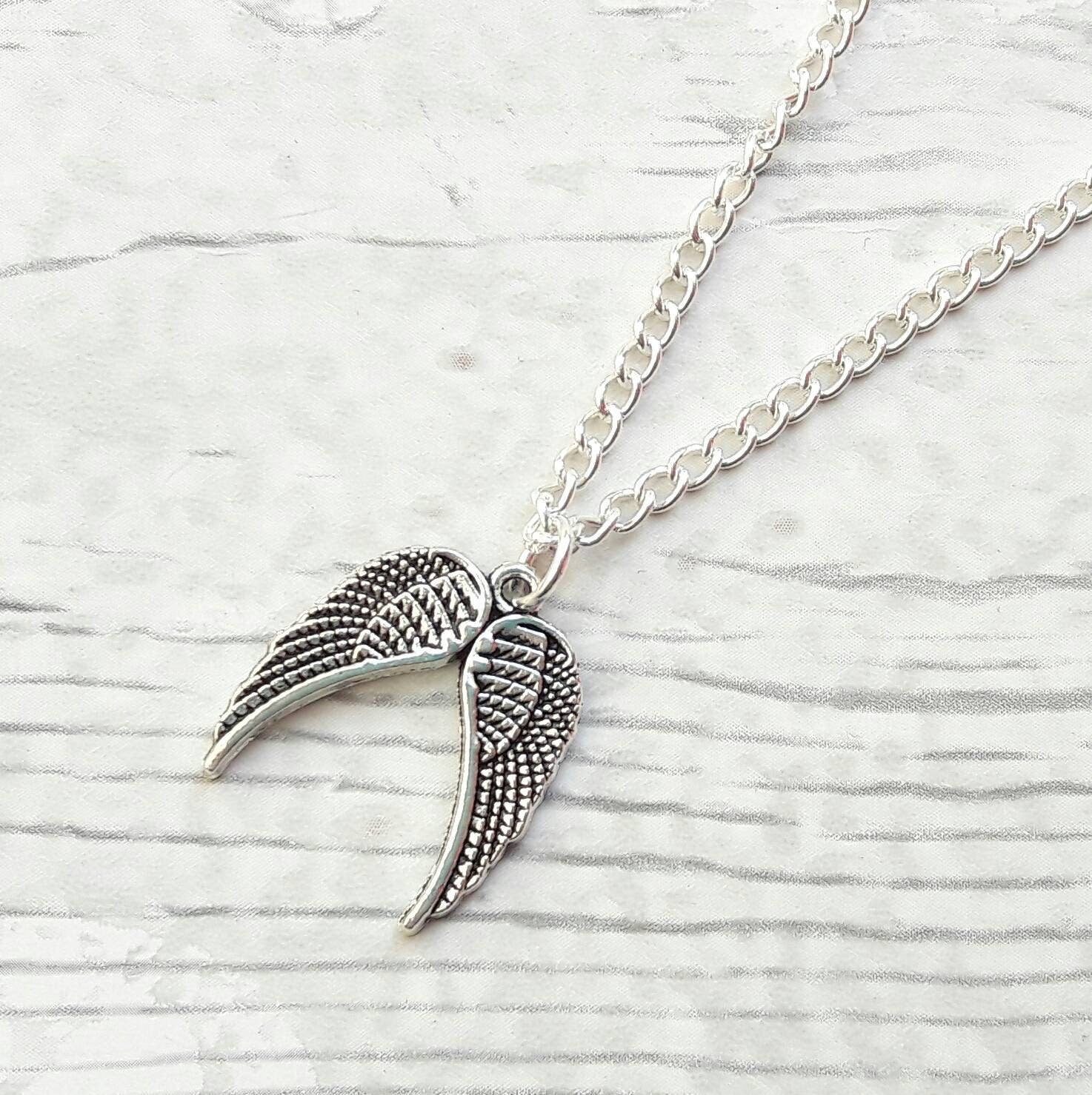 Angel wing necklace, memorial jewellery, fairy wings present, miscarriage jewelry, remembrance feather necklace, family loss jewellery