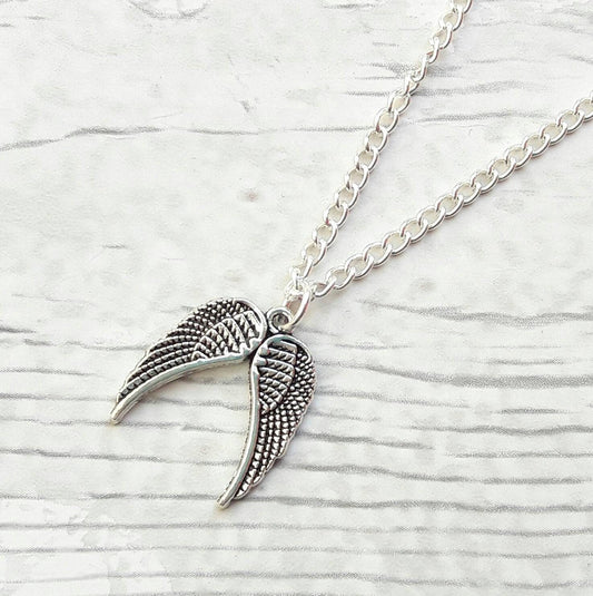Angel wing necklace, memorial jewellery, fairy wings present, miscarriage jewelry, remembrance feather necklace, family loss jewellery