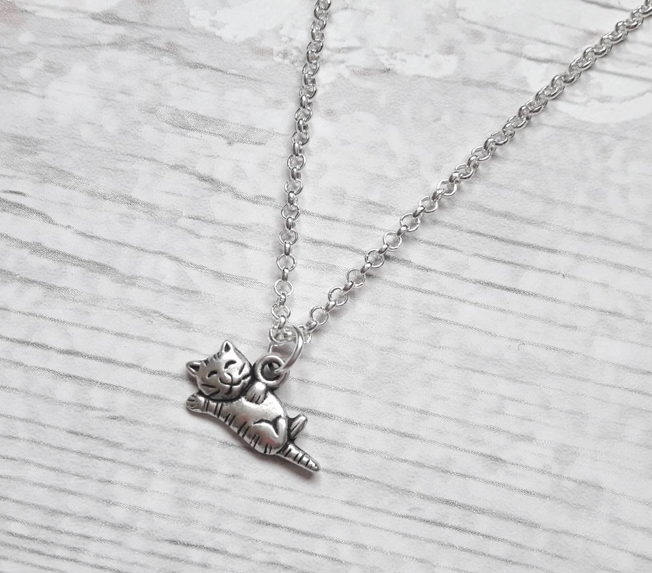 cat necklace, feline necklace, initial jewellery, personalized jewelry, cute pet gift, animal lover, kitty present for kids, crazy cat lady