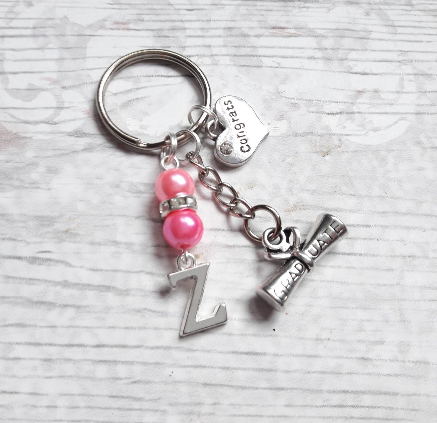 Graduation keyring, graduate keychain, year 11 leavers, initial bagcharm, personalised present, gift for graduate, class of 2023