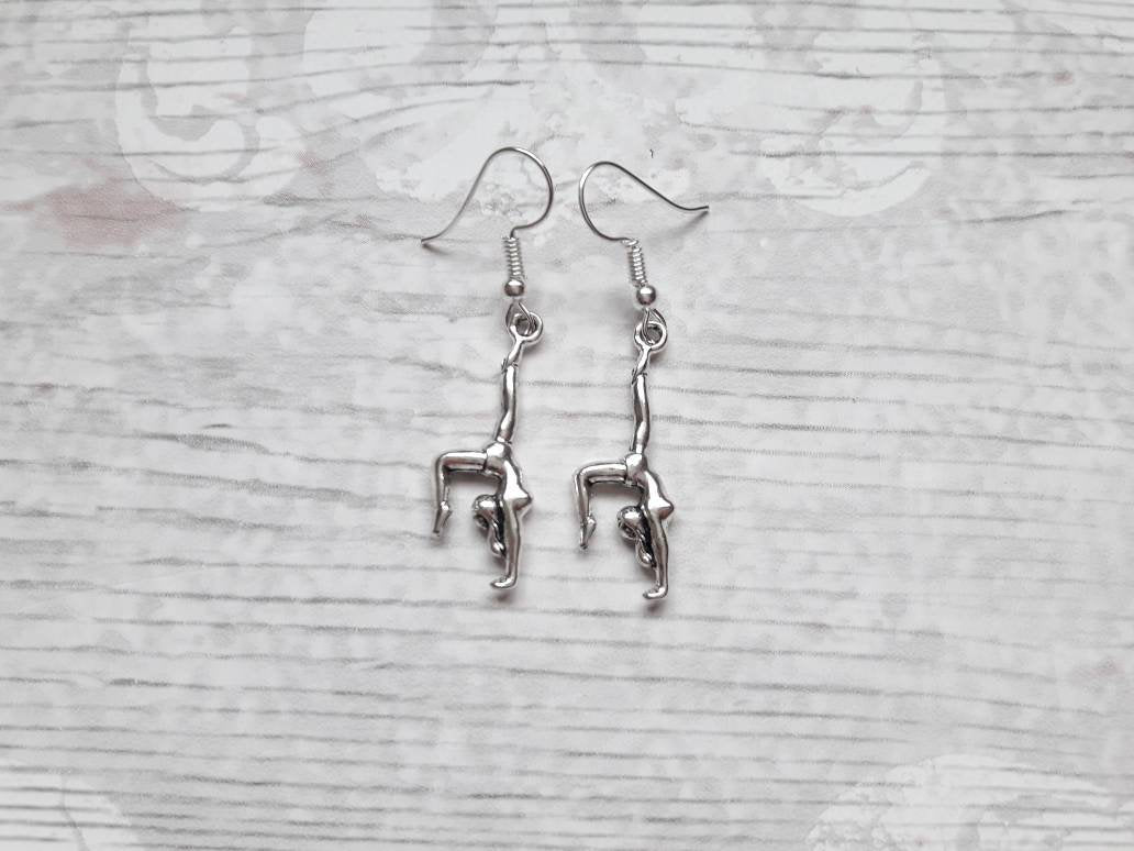 gymnastic earrings, gymnast jewellery, sports team jewelry, gifts for girls, children's present, gymnast earrings, graduation gift