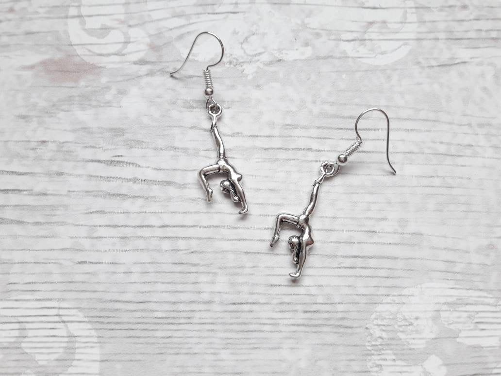 gymnastic earrings, gymnast jewellery, sports team jewelry, gifts for girls, children's present, gymnast earrings, graduation gift