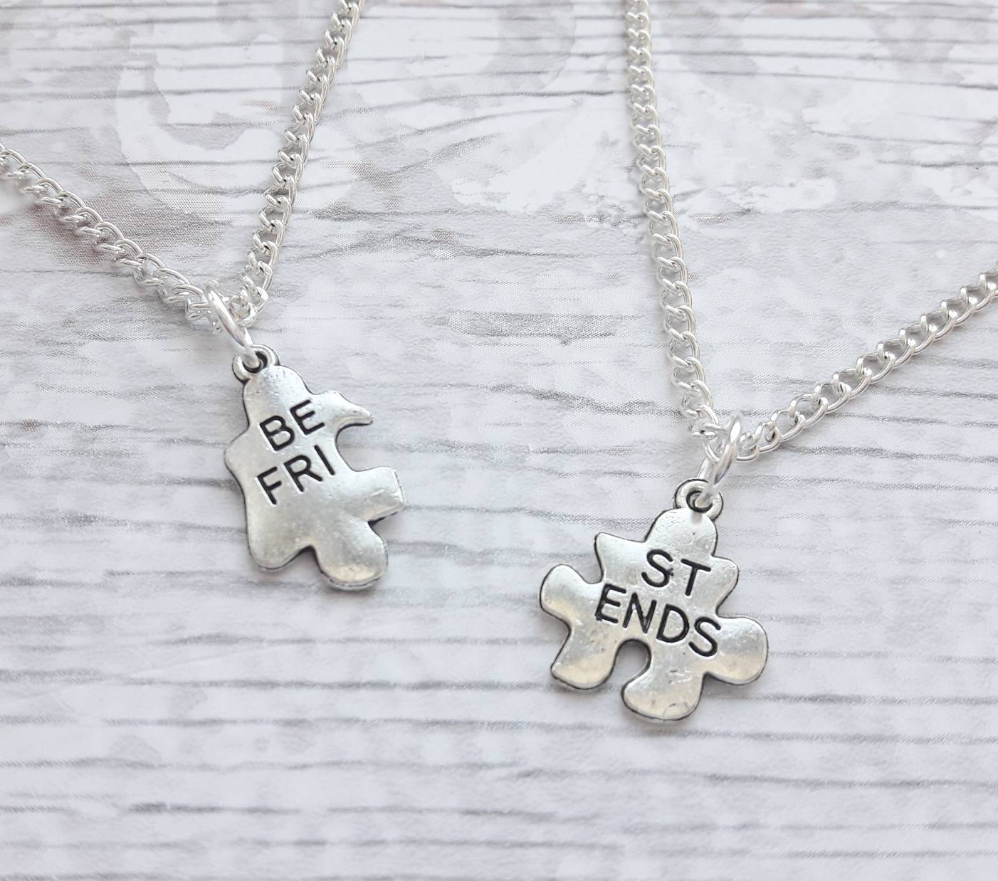 Best friend necklaces, initial jewellery, friend present, gifts for friends, bff heart necklaces, partners in crime, friends forever