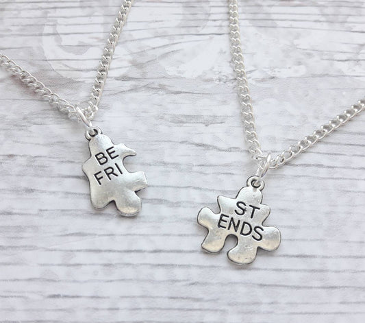 Best friend necklaces, initial jewellery, friend present, gifts for friends, bff heart necklaces, partners in crime, friends forever