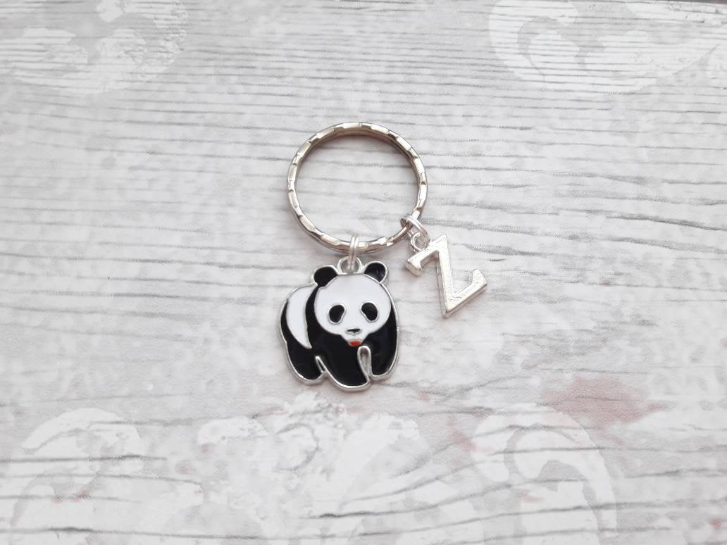 panda keyring, animal keychain, personalised bag charm, initial keyring, panda lover, mothers day gift, birthday present, gifts for mum