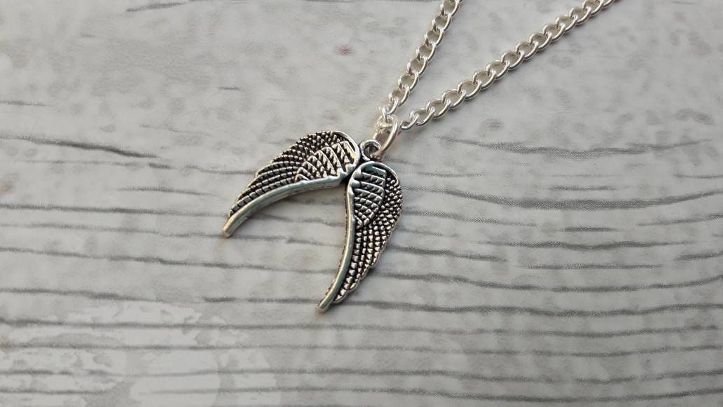 Angel wing necklace, memorial jewellery, fairy wings present, miscarriage jewelry, remembrance feather necklace, family loss jewellery