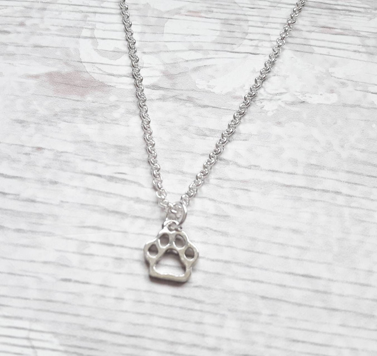 paw print necklace, dog necklace, initial jewellery, personalized jewelry, cute pet gift, animal lover, cat present, paw print pendant