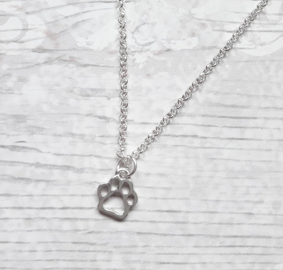 paw print necklace, dog necklace, initial jewellery, personalized jewelry, cute pet gift, animal lover, cat present, paw print pendant