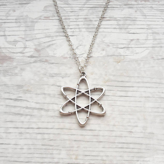 atom necklace, science jewellery, chemistry jewelry, geeky present, graduation gift, molecule necklace, physics necklace, electron charm