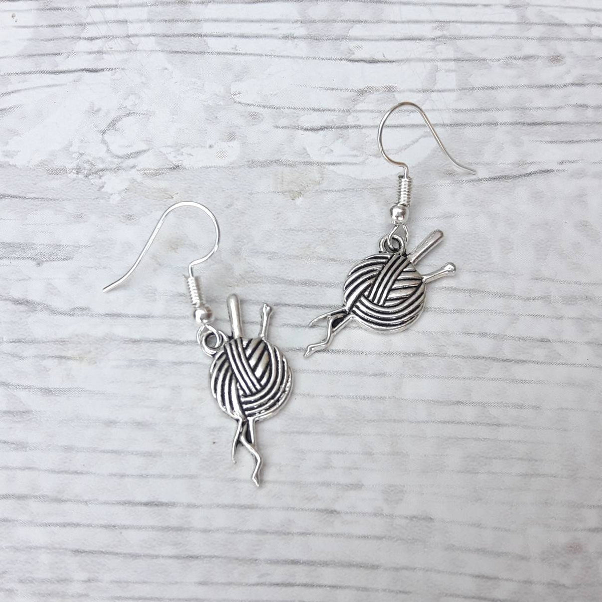 knitting earrings, ball of yarn earrings, sewing jewellery, wool ball jewellery, knitting queen jewelry, knitting present