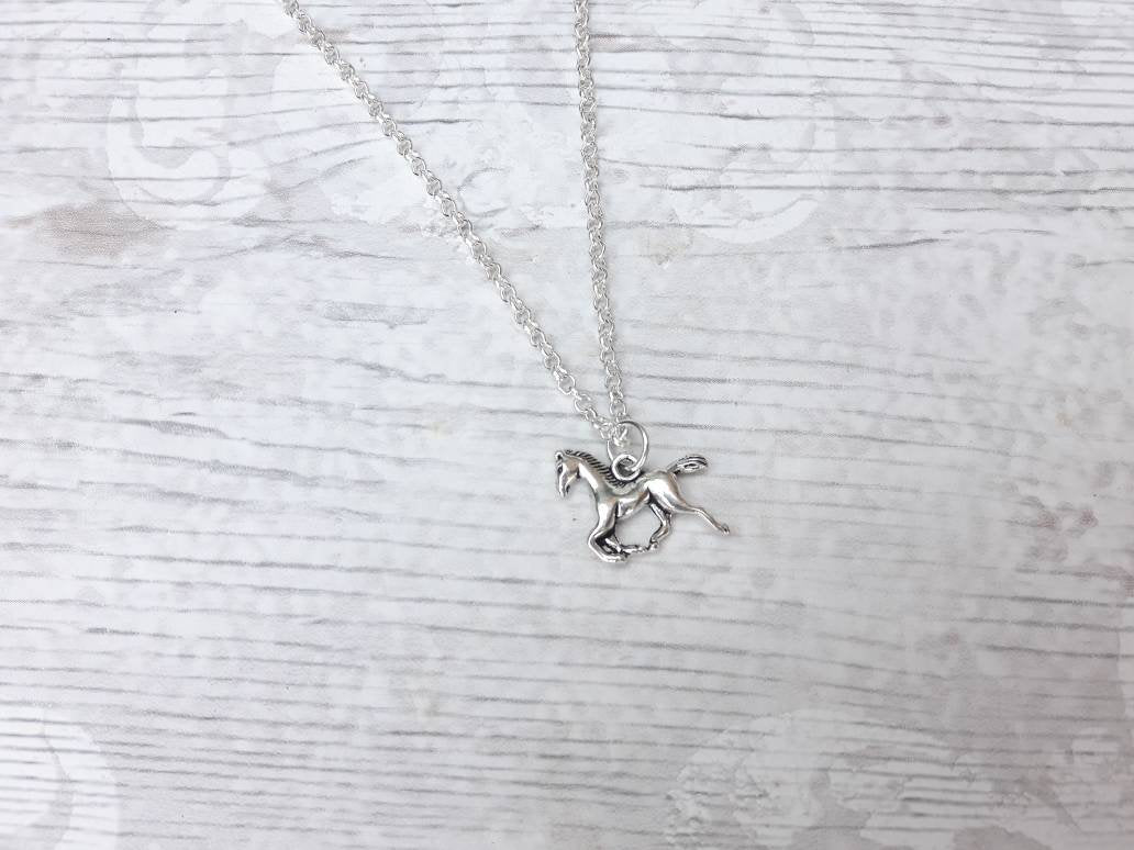 horse necklace, equestrian jewellery, horse riding gift, horse lover, pony jewelry, stallion necklace, gifts for girls, horse racing charm