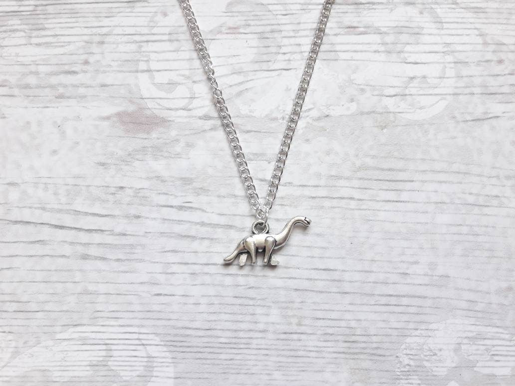 Dinosaur necklace, brachiosaurus jewelry, dino jewellery, jurassic necklace, t-rex pendant, long neck dino gift, personalised gift for kids