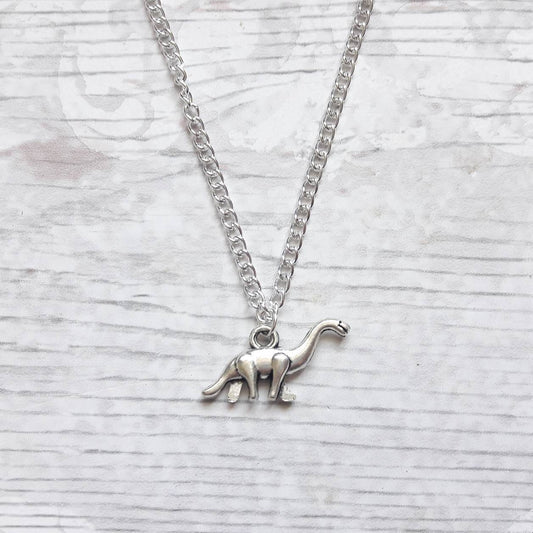 Dinosaur necklace, brachiosaurus jewelry, dino jewellery, jurassic necklace, t-rex pendant, long neck dino gift, personalised gift for kids