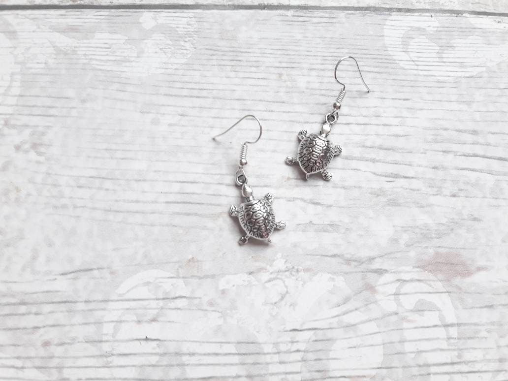 Turtle earrings, nautical earrings, tortoise jewellery, sea life animal lover, thankyou present, mothers day present, beach accessory