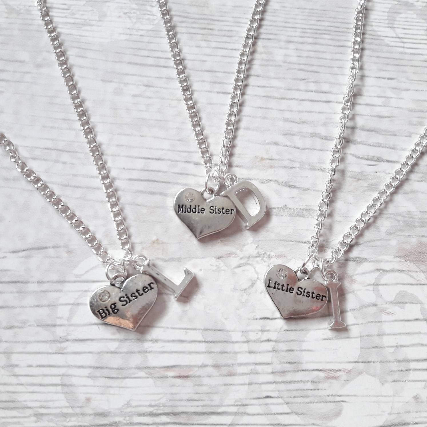 sister necklace, Set of 3 necklaces, sister jewellery, partners in crime jewelry, big sister, little sister and middle sister necklaces