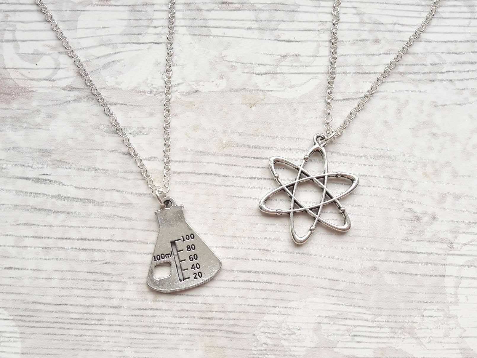 atom necklace, science jewellery, chemistry jewelry, geeky present, graduation gift, molecule necklace, physics necklace, electron charm