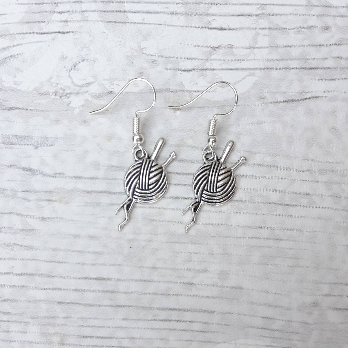knitting earrings, ball of yarn earrings, sewing jewellery, wool ball jewellery, knitting queen jewelry, knitting present