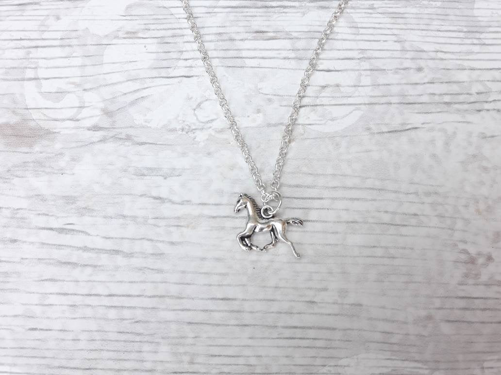 horse necklace, equestrian jewellery, horse riding gift, horse lover, pony jewelry, stallion necklace, gifts for girls, horse racing charm