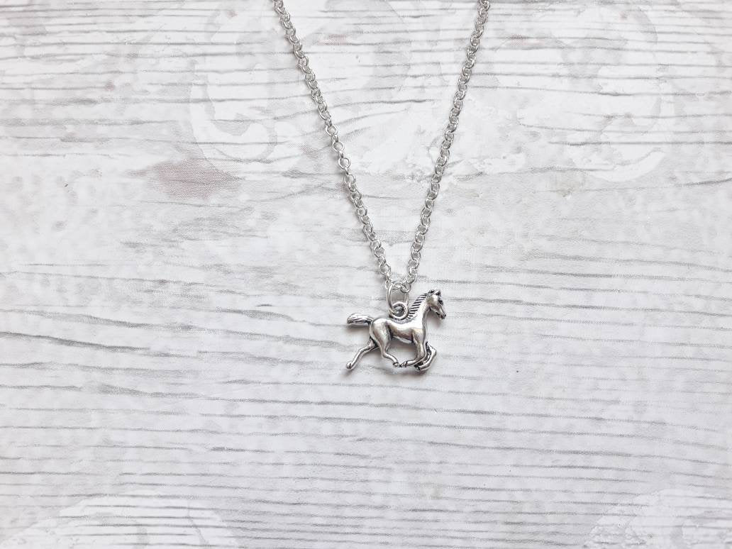 horse necklace, equestrian jewellery, horse riding gift, horse lover, pony jewelry, stallion necklace, gifts for girls, horse racing charm