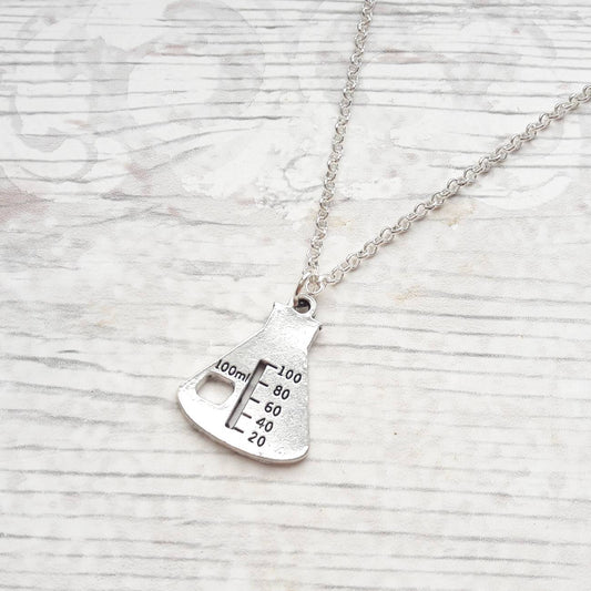 flask necklace, science jewellery, chemistry jewelry, geeky present, graduation gift, beaker necklace, physics necklace, monogram gift