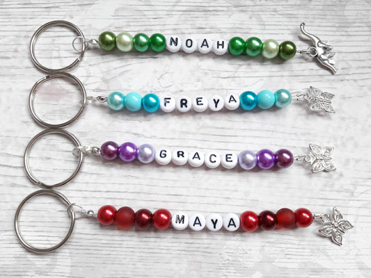 name keyring, named bag charm, personalised keyring, named keyring, back to school, zip tag, coat tag