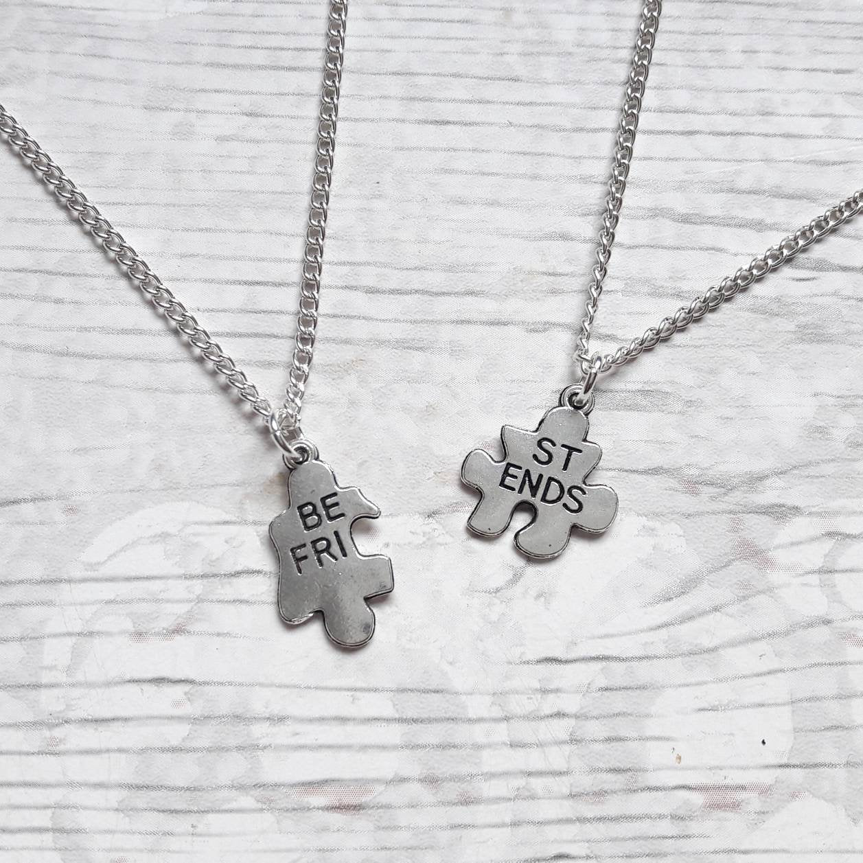 Best friend necklaces, initial jewellery, friend present, gifts for friends, bff heart necklaces, partners in crime, friends forever