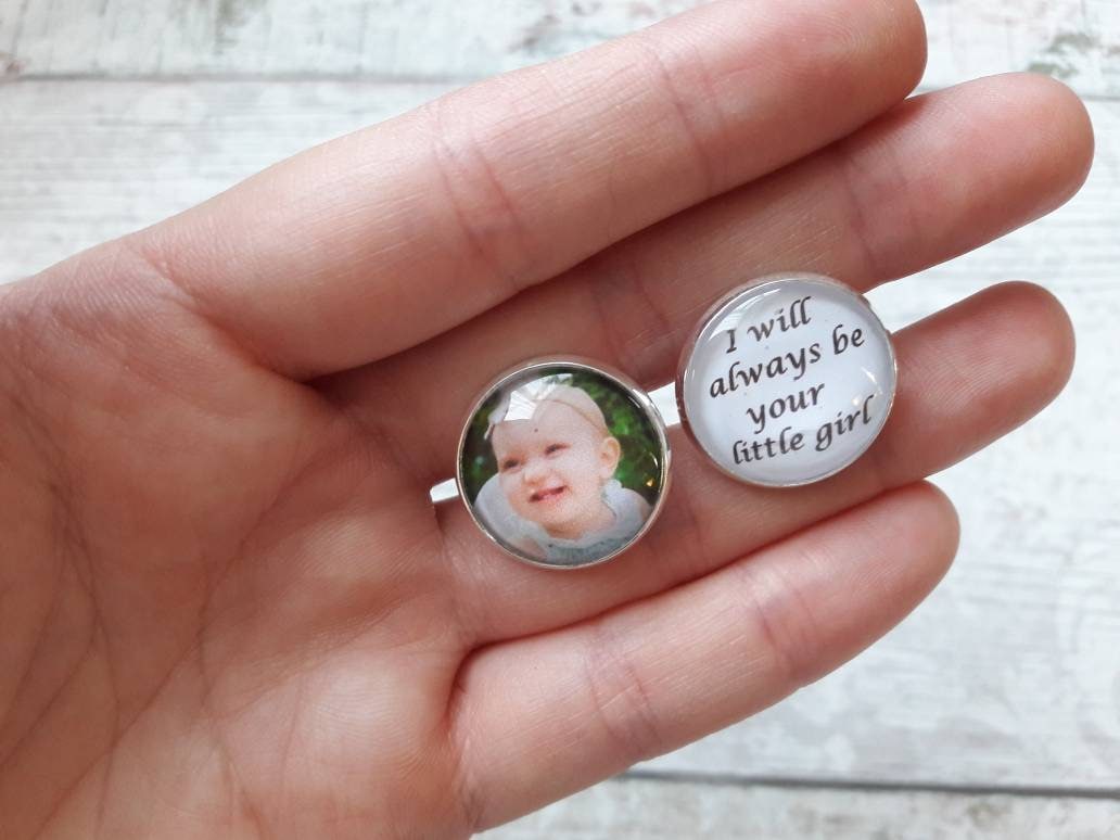 Photo cufflinks, groom keepsake, wedding keepsake, memorial cufflinks, fathers day gift, father of the bride present, picture cufflink