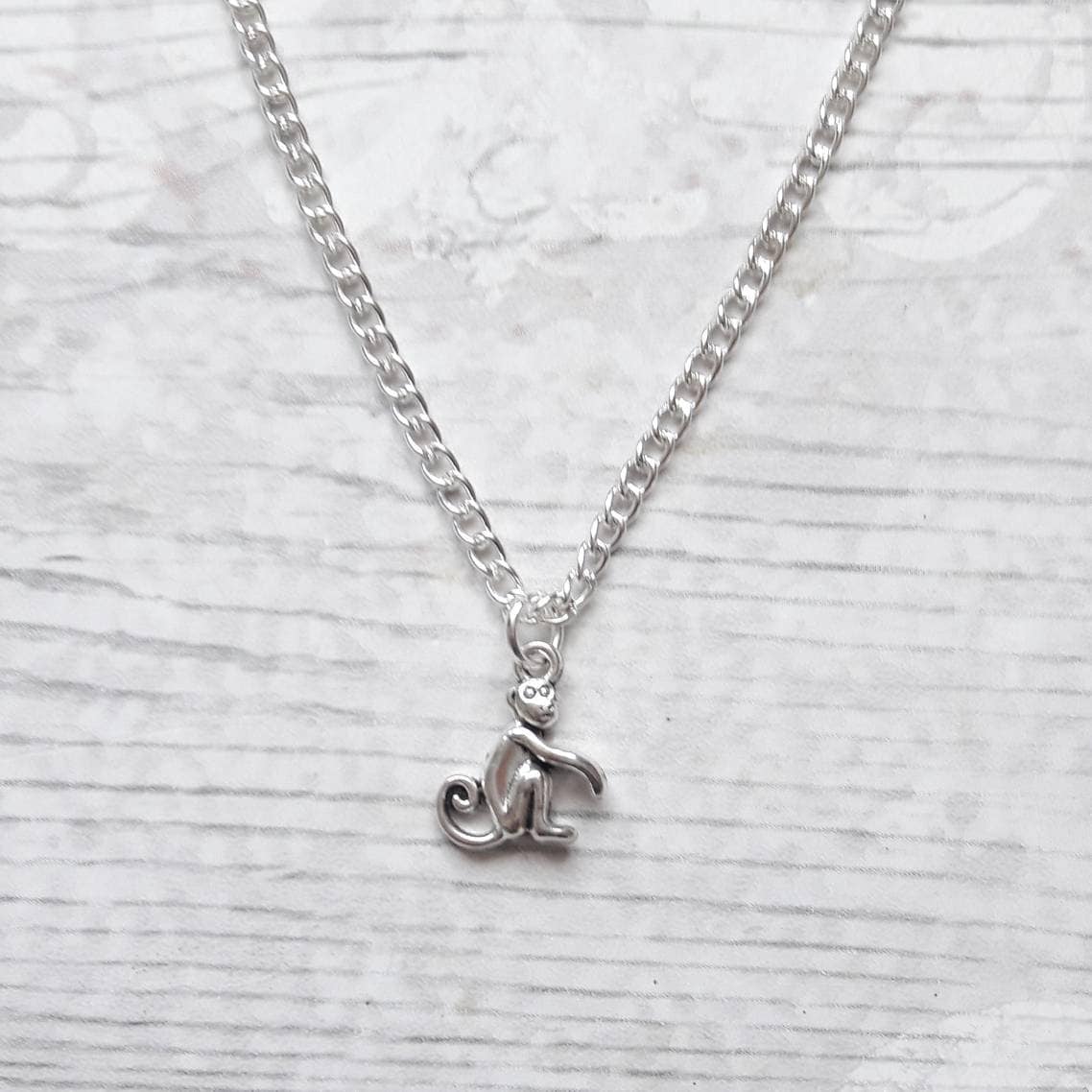 Monkey necklace, zoo animal jewellery, initial jewelry, animal necklace, cute chimpanzee gift, chimp lover present, ape necklace