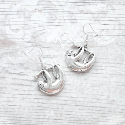 Sloth earrings, cute animal earrings, sloth lover gift, nature gift, charm earrings, sloth jewellery