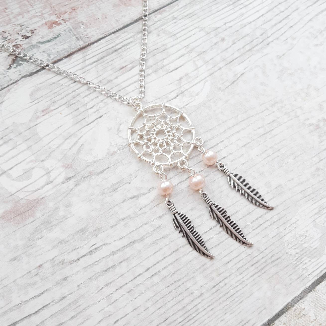 Dreamcatcher necklace, feather necklace, tribal jewellery, bohemian jewelry, hippie dream catcher gift, native American jewellery