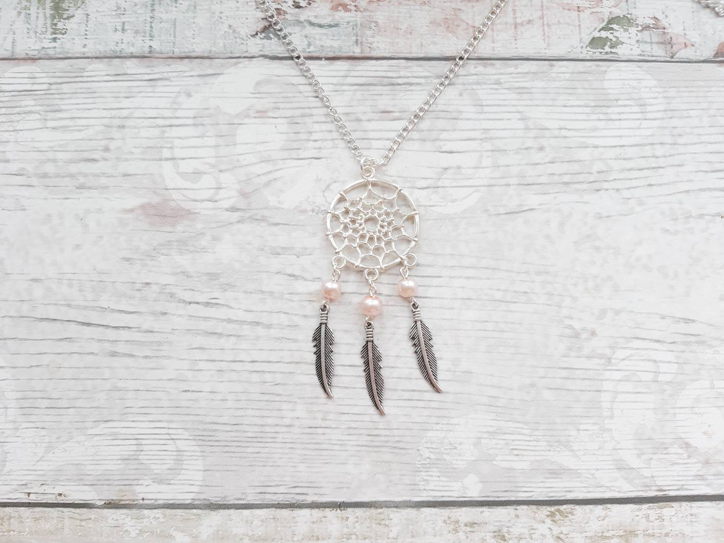 Dreamcatcher necklace, feather necklace, tribal jewellery, bohemian jewelry, hippie dream catcher gift, native American jewellery