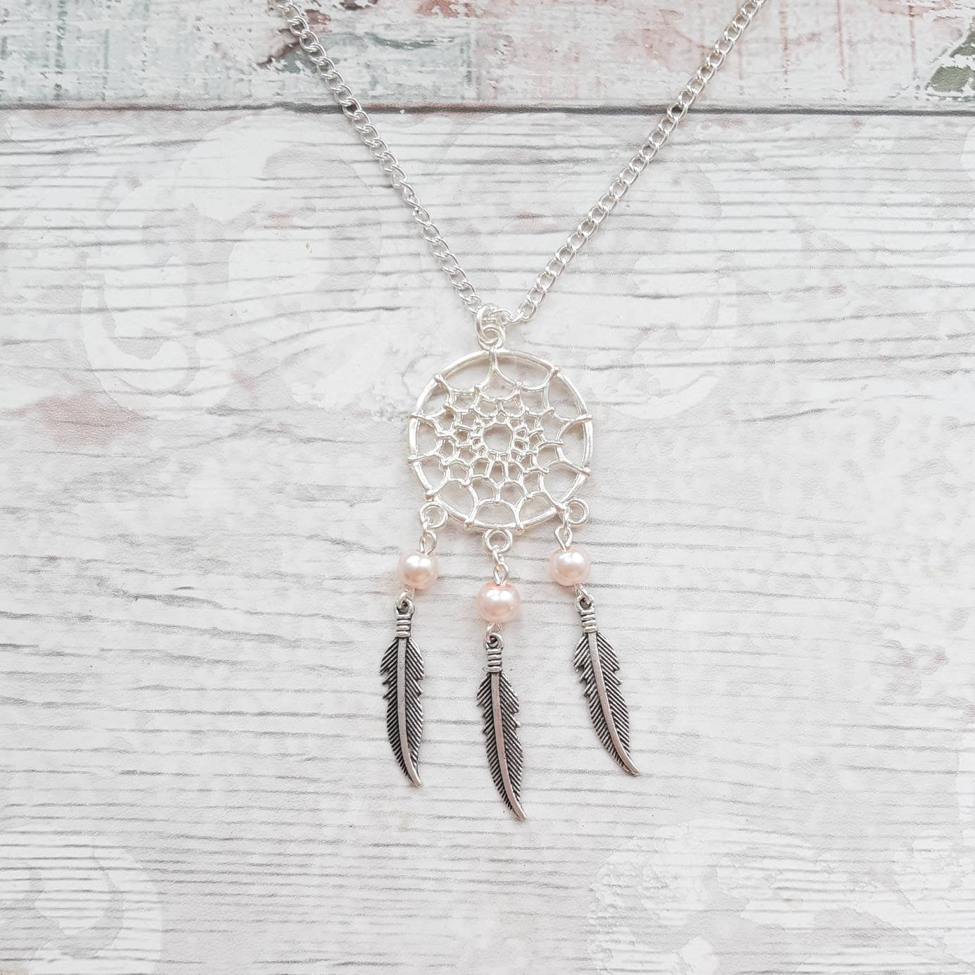 Dreamcatcher necklace, feather necklace, tribal jewellery, bohemian jewelry, hippie dream catcher gift, native American jewellery