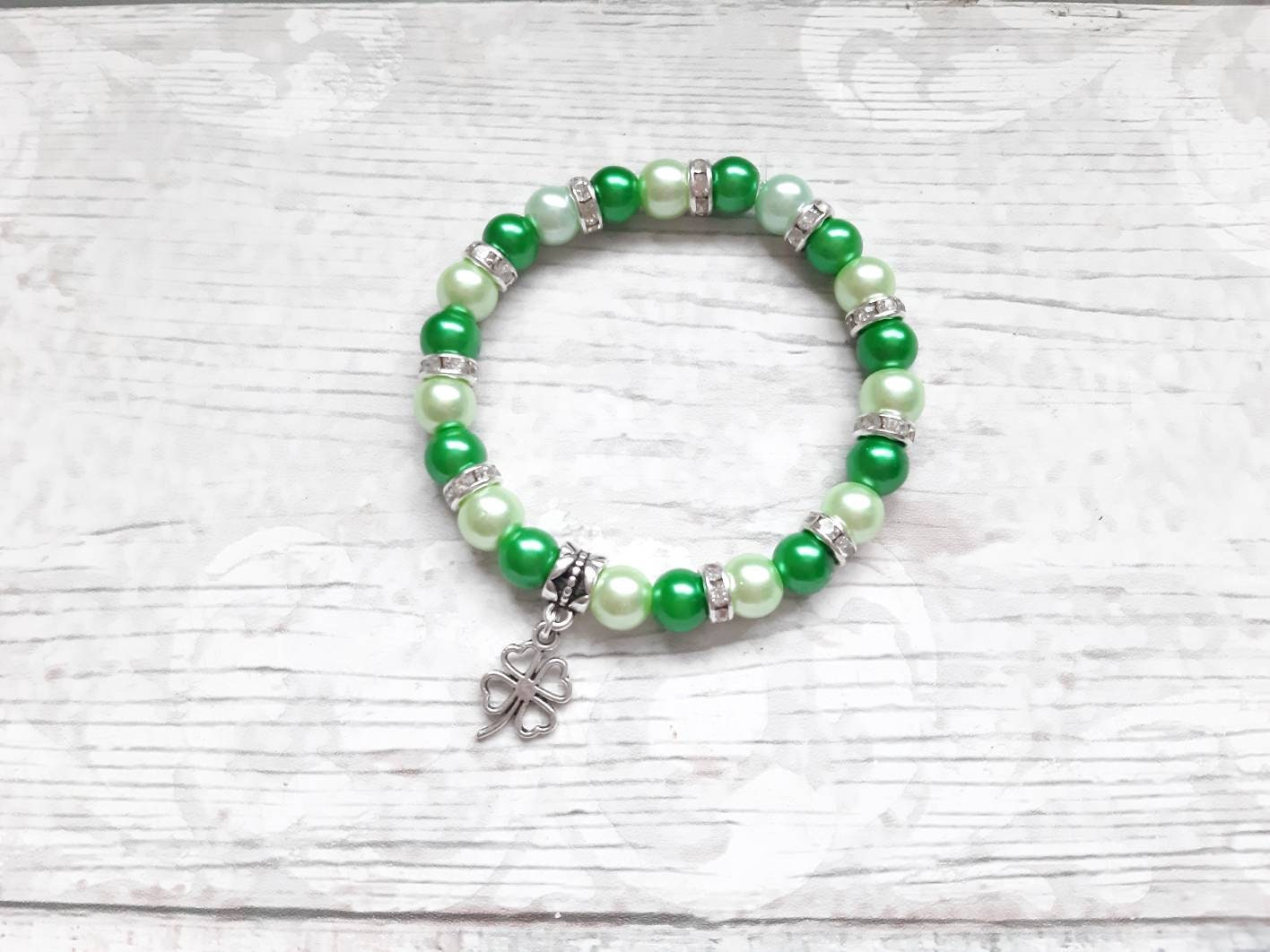 st Patrick's day bracelet, green shamrock jewellery, irish clover jewelry, lucky bracelet, st paddys day good luck bracelet, Celtic gift
