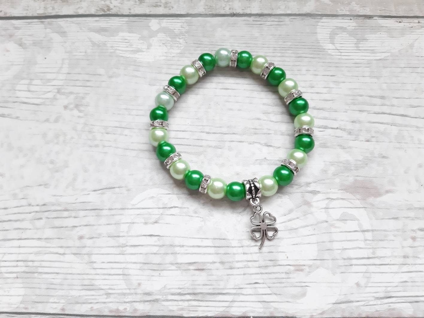 st Patrick's day bracelet, green shamrock jewellery, irish clover jewelry, lucky bracelet, st paddys day good luck bracelet, Celtic gift