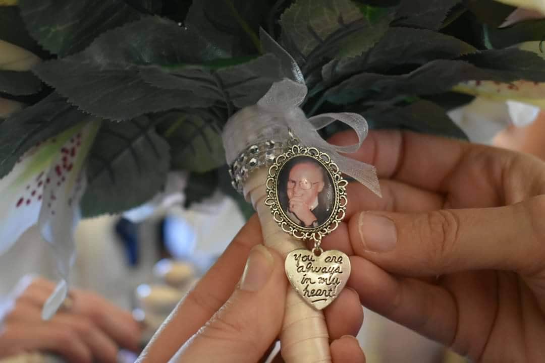 bridal bouquet photo charm, memory charm for wedding flowers, memorial keepsake, custom picture gift for bride, remembrance charm