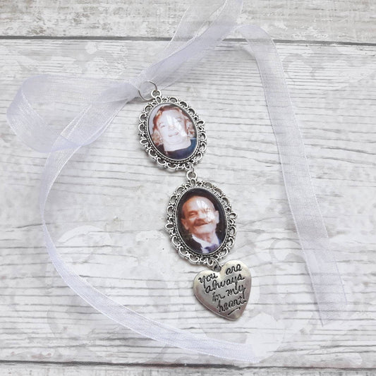 bridal bouquet photo charm, memory charm for wedding flowers, memorial keepsake, custom picture gift for bride, remembrance charm