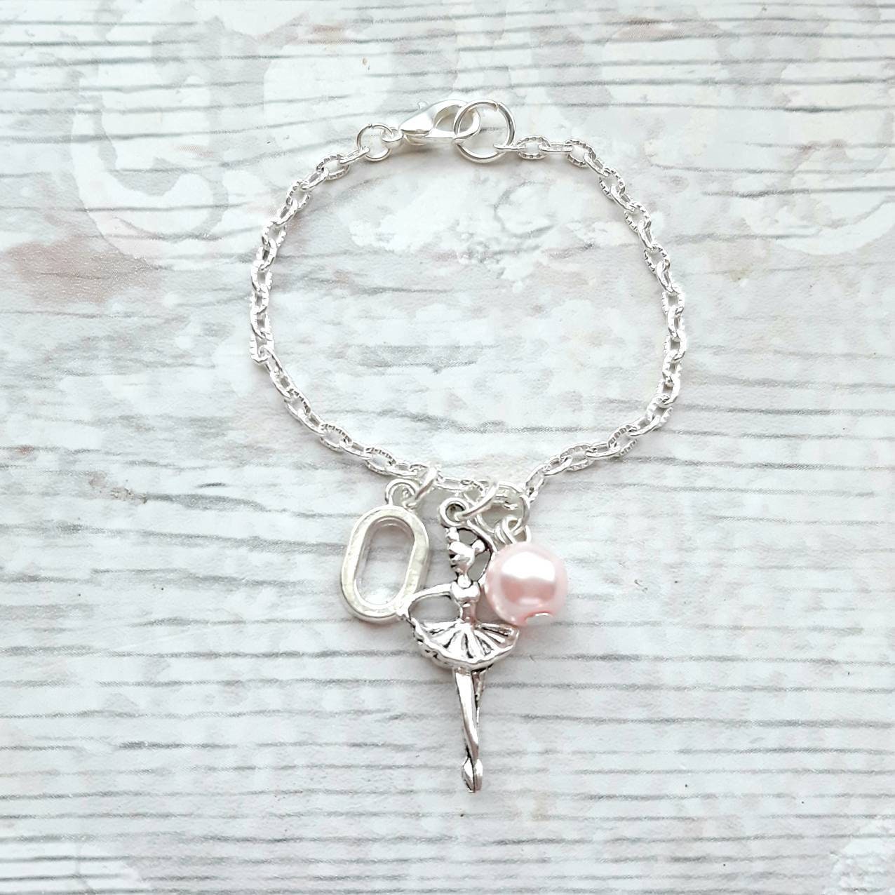 Ballerina bracelet, dancing jewellery, ballet dancer jewelry, personalised present, initial bracelet, gifts for girls, dance recital gift