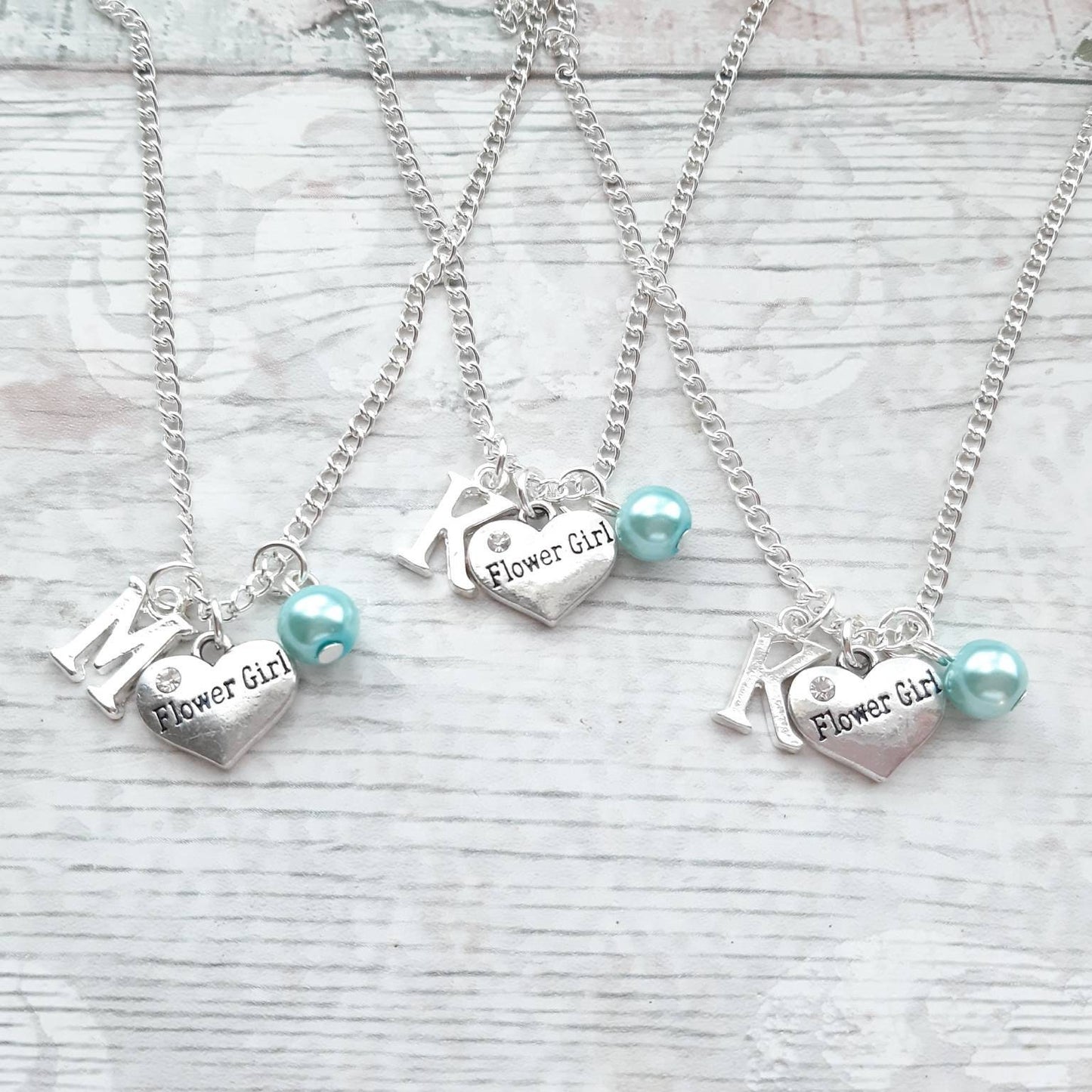 Bridesmaid necklace, flowergirl jewellery, inital jewelry, thankyou gift, personalised necklace, maid of honor present, wedding jewellery