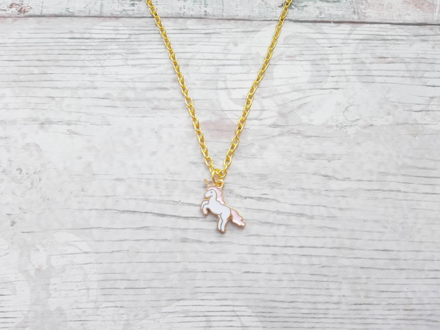 Unicorn necklace, fantasy necklace, personalised initial necklace, animal jewellery, mythical horse gift, little girls present