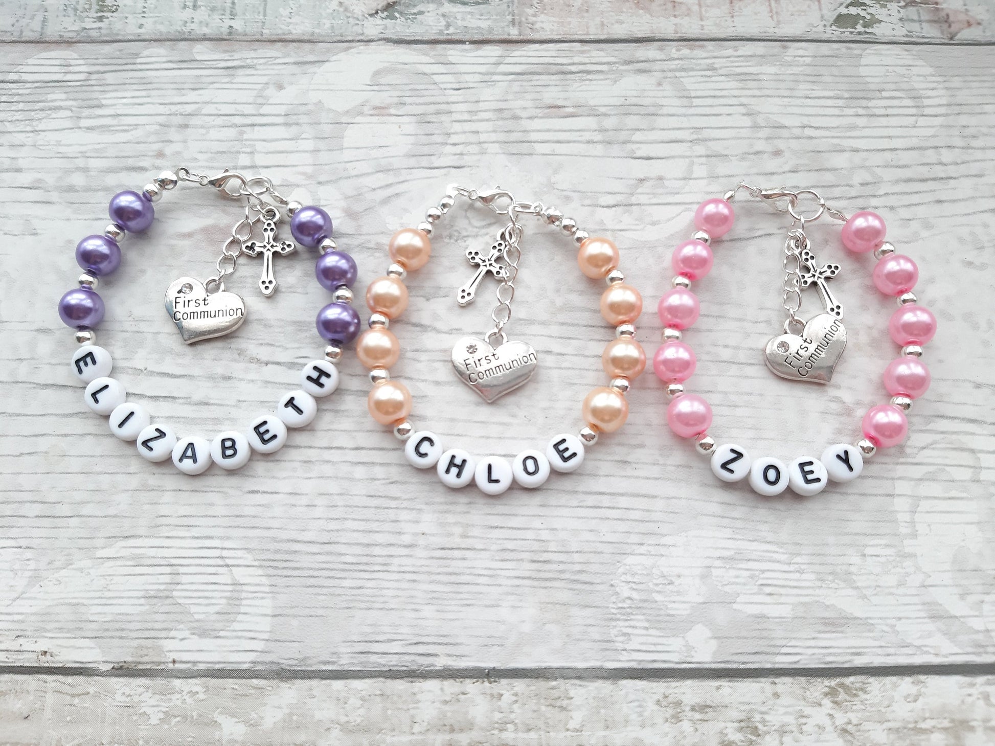 First communion bracelet, holy communion jewellery, personalised Name bracelet, religious catholic gift