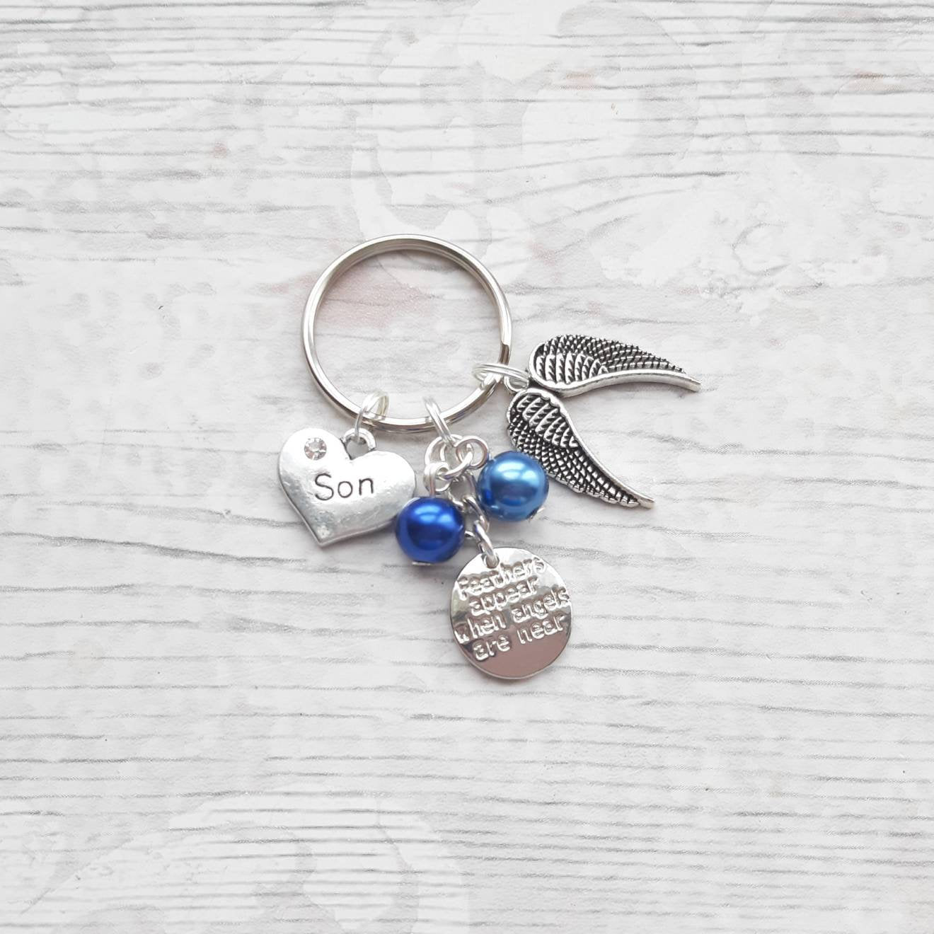 lost loved one memorial, angel wing keyring, guardian angel keychain, feathers appear when angels are near bagcharm, baby loss keepsake