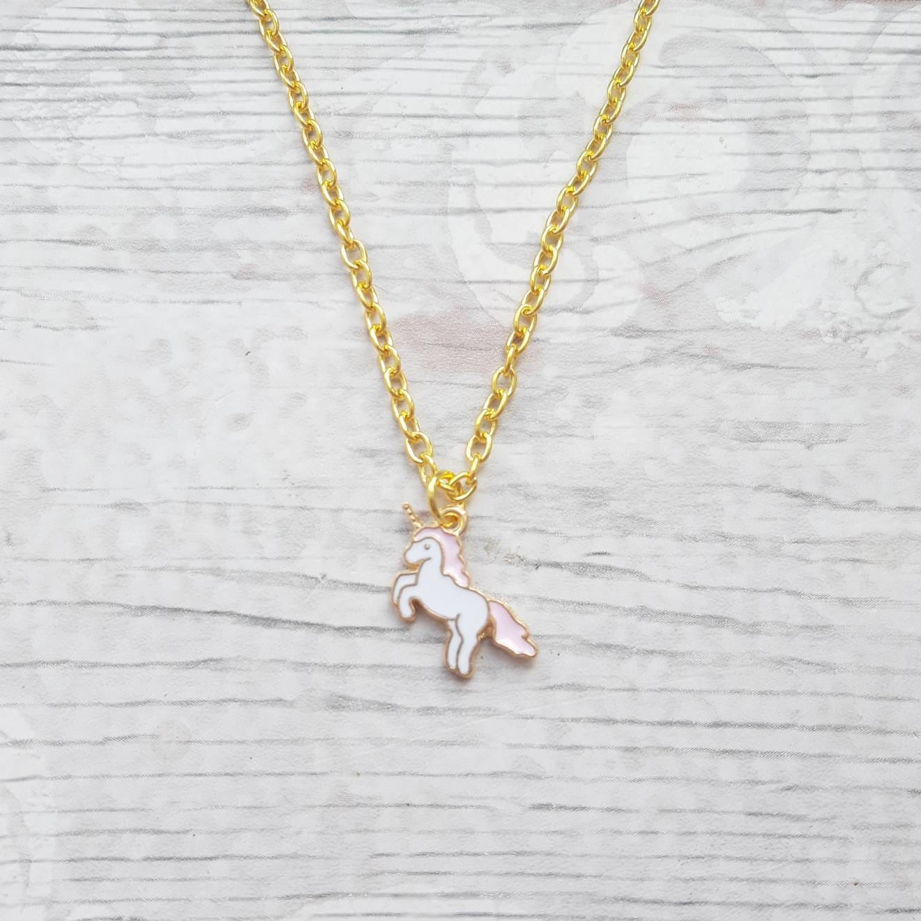 Unicorn necklace, fantasy necklace, personalised initial necklace, animal jewellery, mythical horse gift, little girls present