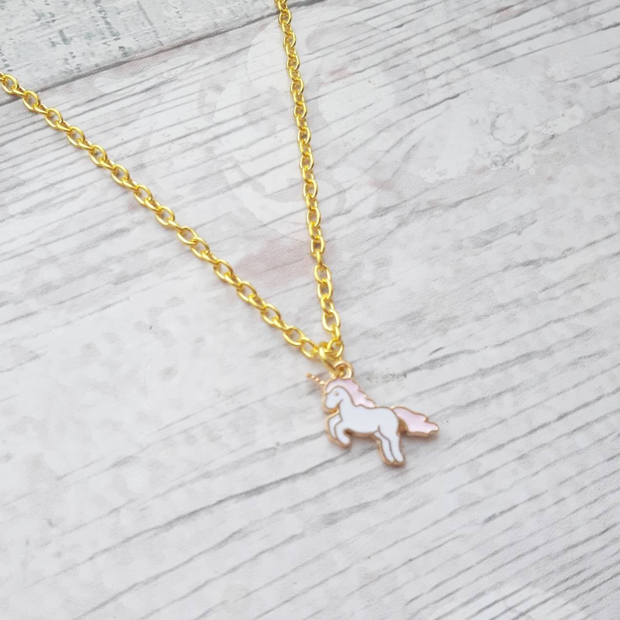 Unicorn necklace, fantasy necklace, personalised initial necklace, animal jewellery, mythical horse gift, little girls present