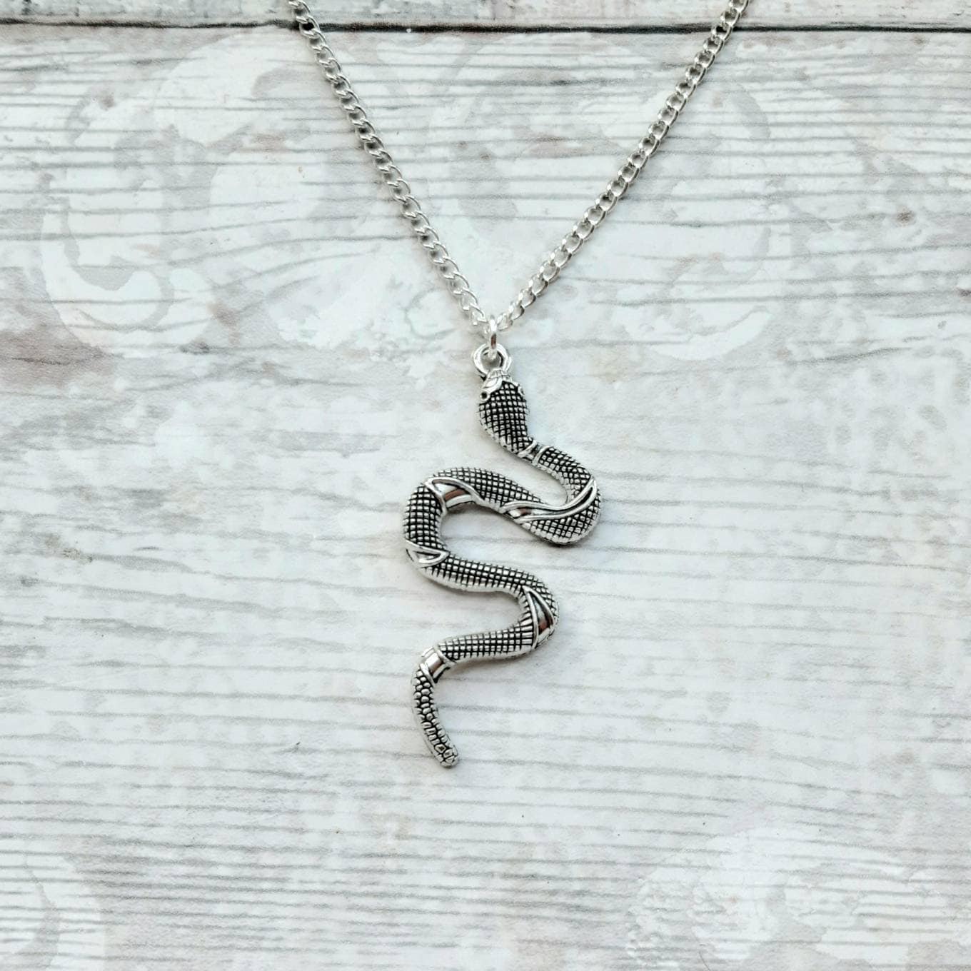 large snake necklace, serpent necklace, reptile jewellery, personalised initial necklace, pet jewelry, gifts for him