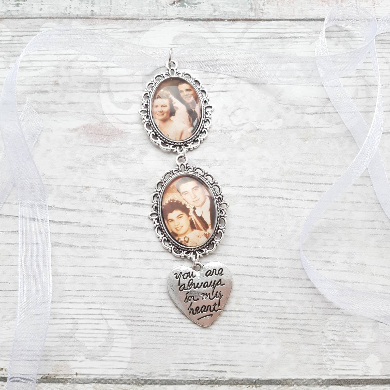 bridal bouquet photo charm, memory charm for wedding flowers, memorial keepsake, custom picture gift for bride, remembrance charm