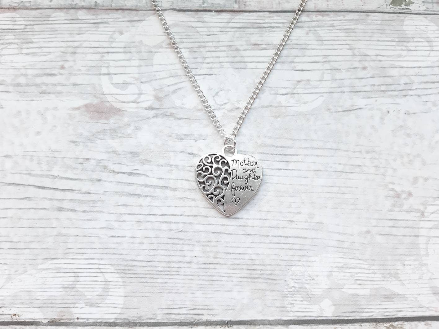 mother and daughter forever necklace, mum and daughter present, mum heart necklace, mothers day gift, new mum baby shower gift, mom jewelry