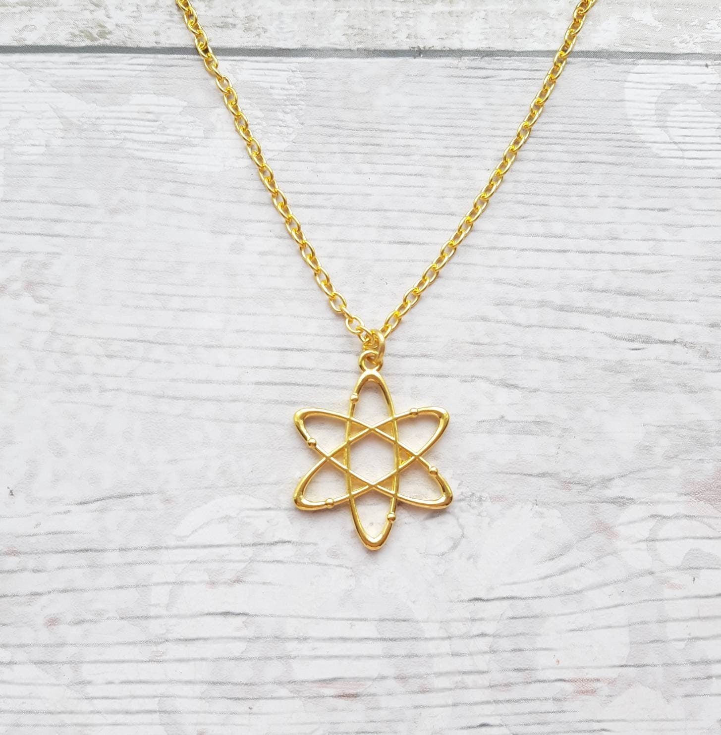atom necklace, science jewellery, chemistry jewelry, geeky present, graduation gift, molecule necklace, physics necklace, electron charm