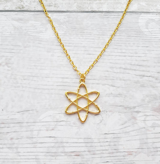 atom necklace, science jewellery, chemistry jewelry, geeky present, graduation gift, molecule necklace, physics necklace, electron charm